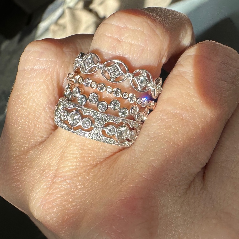 Designer A. JAFFE ~ 18K White Gold Bezel Set Diamond Eternity Ring Band ~NEW - Picture 13 of 14